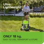 40V Cordless Lawnmower for Lawns up to 500m², 41cm Cutting Width, 50L Bag, Two of 40V 2Ah Batteries & One Charger, 3 Year Guarantee-G40LM41K2X, Green, Black, Grey - Image 5
