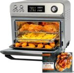 24L Air Fryer Oven With Rotisserie Large XXL Digital Knob 1800W 10 in 1 airfryer Countertop Convection Mini Toaster Oven electric and grill, Stainless steel inner,…