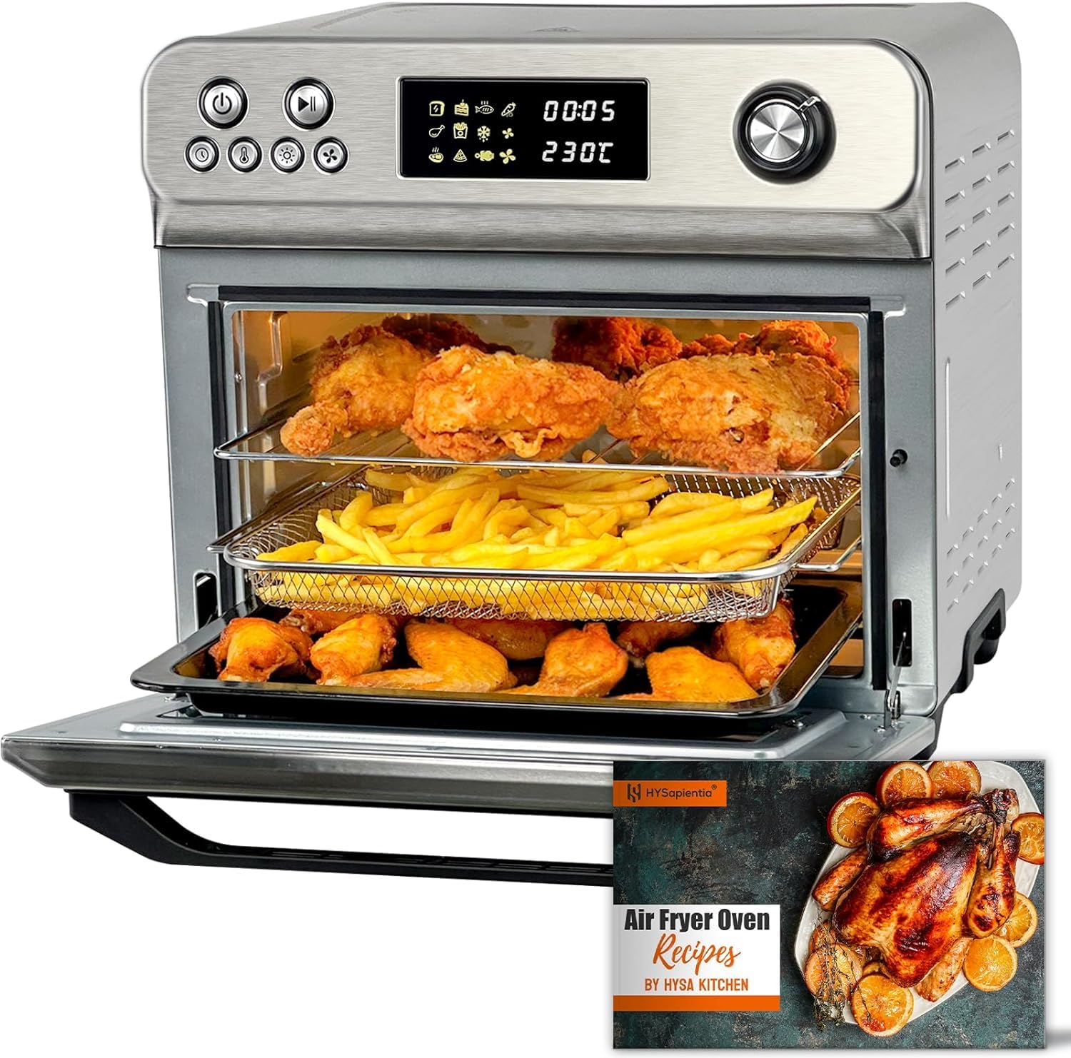 Version 1.0.0 24L Air Fryer Oven With Rotisserie Large XXL Digital Knob 1800W 10 in 1 airfryer Countertop Convection Mini Toaster Oven electric and grill, Stainless steel inner,… - Image 1