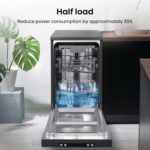 HS523E15BUK Slimline 10 Places Free Standing Dishwasher Black with 30 Minutes Quick Wash [Energy Class E] - Image 4