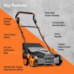 Artificial Grass Brush 1800W – Electric Lawn Sweeper Cleaner Machine, 45L Collection Bag, 12m Cable, 5 Adjustable Heights, 380mm Working Width, Foldable Handle - Image 7