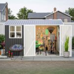 BIRCHTREE Garden Shed Steel Apex Roof House Outdoor Backyard Storage With Lockable Double Doors Window Free Foundation Tool Equipment Organizer Air Vents 10x8FT Anthracite - Image 8