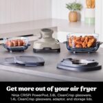 CRISPi Portable Air Fryer, 3.8L, 4-in-1: Air Fry, Roast, Keep Warm, Recrisp, Space Saving Compact Design, 2x Removable Glass Containers & Lids, 1700W, Stone FN101UKST - Image 2
