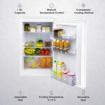 Under Counter Fridge 50cm Wide Freestanding White 114 Litre Removeable Glass Shelves & Drawer, Adjustable Feet & Reversible Door A85UCLF504E1W (New 2025 Model, White) - Image 4