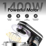 Stand Mixer, 6.2L Food Mixers for Baking, Electric Kitchen Mixers with Bowl, Dough Hook, Wire Whip & Beater (6.2L, Black) - Image 5