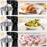 Vospeed Stand Mixer, 5.5L Food Mixers for Baking, 1500W Tilt-Head Electric Kitchen Mixer, Cake Mixers with Dough Hook, Whisk & Beater,Meat Grinder Attachment…(Black) - Image 2