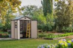 6 x 5 ft Outdoor Garden Storage Shed, elegant wood-effect double door design for easy access, durable fade-free resin with window and floor panel for secure… - Image 3