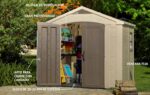 Factor Outdoor Plastic Garden Storage Shed, elegant wood-effect exterior with double doors and ventilation grills, heavy-duty floor with window and skylight, 255 x 256.5… - Image 2
