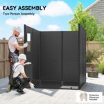 6 x 6 ft Plastic Garden Shed with Floor, Wood-Effect Outdoor Storage Shed, Three Windows, Lockable Doors and Vents, for Tools, Bike, Generator, Dark Grey - Image 6