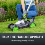 SLM50 Small Alloy Steel Lawnmower | Cordless Electric Lightweight Grab and Go | 2 Cutting Heights | 5200 RPM 10 Inch Width | 18 V | 30 mins Runtime, Grey/Green/White - Image 4