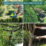 Pole Hedge Trimmer & Chainsaw Set, 2 * 4.0Ah Battery Rechargeable 7.05Ft Extension Pole 550W Pure Copper Motor 0-135° Adjust Angle Long Reach Trimmer Pruning Branch for… - Image 9