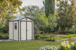 Keter Manor Outdoor Apex Double Door Garden Storage Shed 6 x 8ft Beige Brown Wood effect | Fade Free | All Weather Resistant | Safe and Secure | Zero Maintenance | 15 year Warranty - Image 3
