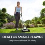 SLM50 Small Alloy Steel Lawnmower | Cordless Electric Lightweight Grab and Go | 2 Cutting Heights | 5200 RPM 10 Inch Width | 18 V | 30 mins Runtime, Grey/Green/White - Image 2