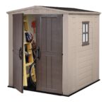 Keter Factor Outdoor Apex Double Door Garden Storage Shed 6 x 6ft Beige Brown Wood effect | Fade Free | All Weather Resistant | Safe and Secure | Zero Maintenance | 15 year…
