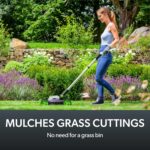 SLM50 Small Alloy Steel Lawnmower | Cordless Electric Lightweight Grab and Go | 2 Cutting Heights | 5200 RPM 10 Inch Width | 18 V | 30 mins Runtime, Grey/Green/White - Image 3
