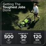40V Cordless Lawnmower for Lawns up to 500m², 41cm Cutting Width, 50L Bag, Two of 40V 2Ah Batteries & One Charger, 3 Year Guarantee-G40LM41K2X, Green, Black, Grey - Image 3
