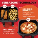 Pot – Versazone Dual Black Air Fryer – Large 8.5L, Family Size – Single Double Basket with Divider – 8 in 1 – Food Dehydrate, Grill, Bake, Roast, Reheat, Non-Stick, Easy… - Image 6