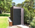 SideMate PLUS 4 x 8 (2.95 m2) Plastic Garden Shed with Metal Foundation Kit, Reversible Door, Strong Metal Roof Structure, Maintenance-Free Vinyl Shed – Dark Grey - Image 5