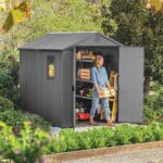 Keter Darwin Outdoor Apex Double Door Garden Storage Shed 6 x 8ft Grey Evotech+ Wood Look and Feel | Fade Free | All Weather Resistant | Safe and Secure | Zero Maintenance | 15… - Image 9