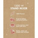 EK5234PTEAL Go Bake Stand Mixer- Large Electric Whisk with 4L Stainless Steel Bowl, 8 Speeds and Pulse Function, Mixing Beater, Dough Hook, and Whisk Attachments,… - Image 3